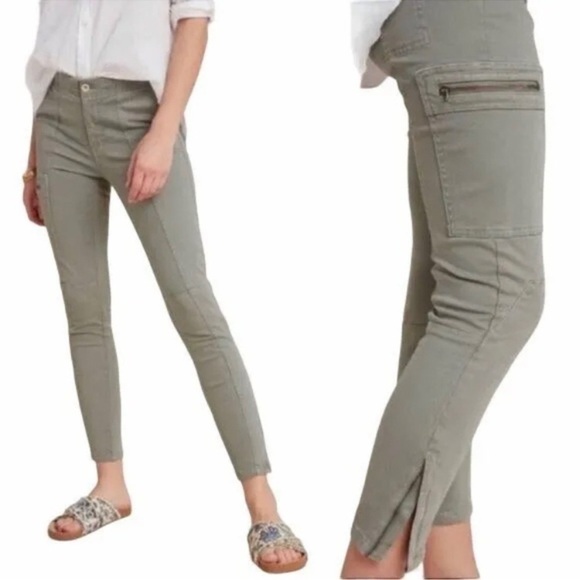 Anthropologie Pants - Anthropologie Jefferson Moto Cargo Pants Light Olive Green